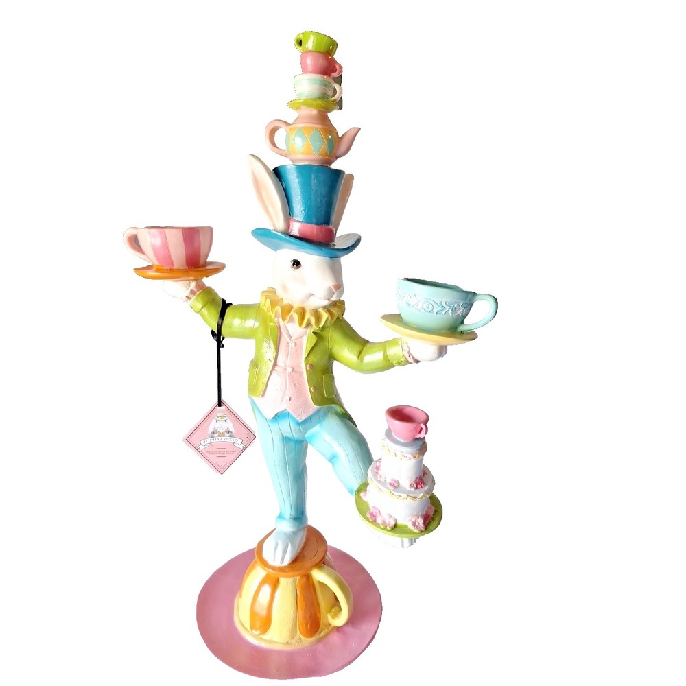 JUGGLING TEACUP‎ BUNNY 24" Easter Decor NEW